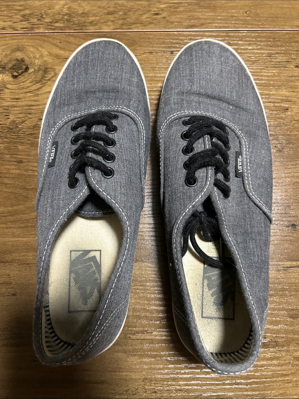 Vans Gray Canvas Low-Top Sneakers with Black Laces